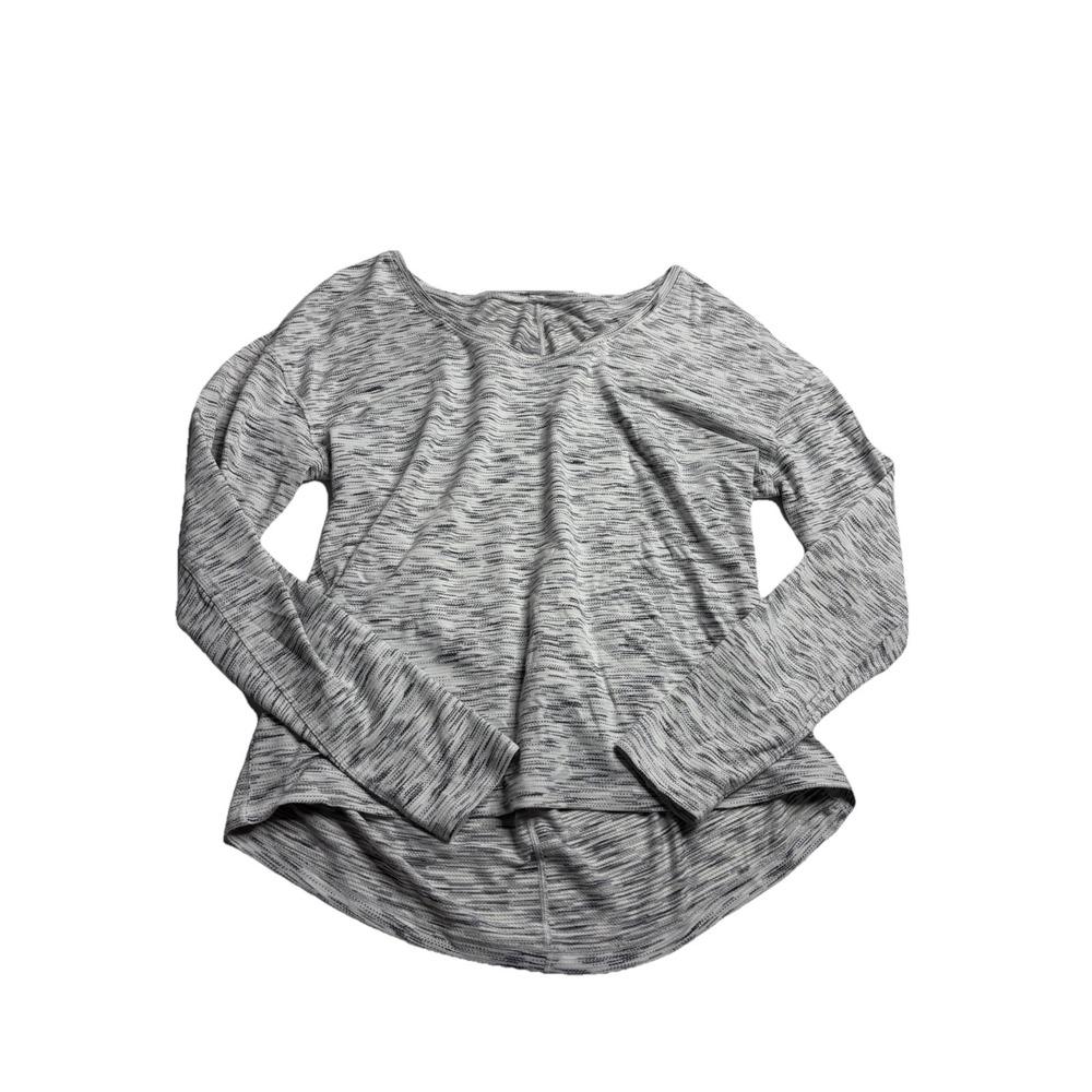 Lululemon Pullover Shirt Womens Sz 8 Gray Heathered Scoop Neck Athletic Pilates